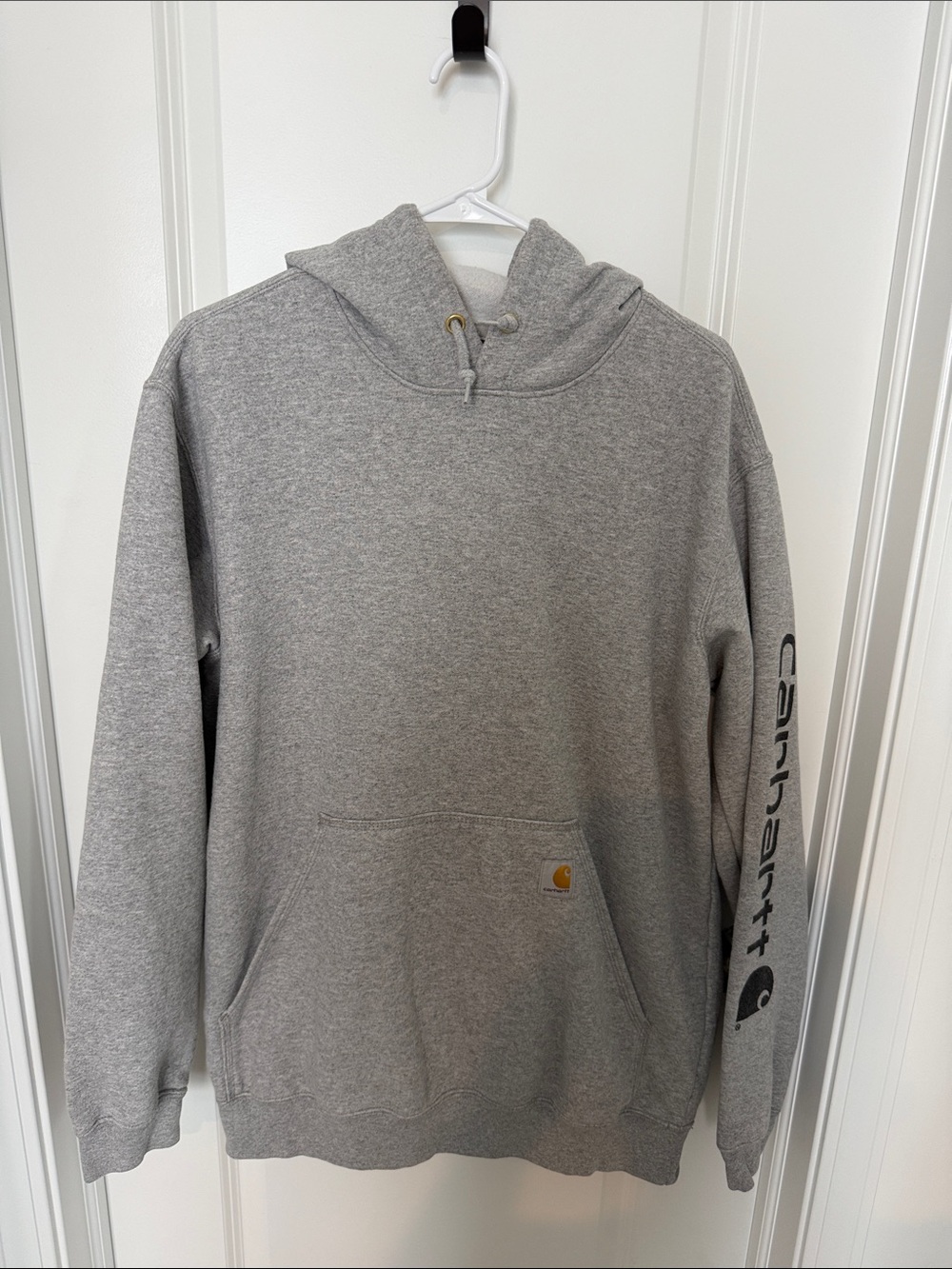 Carhartt Gray Hooded Sweatshirt with Sleeve Logo